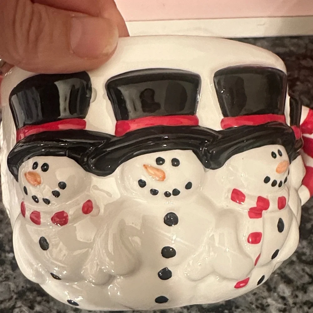 Festive Snowman Mug with Candy Cane Handle